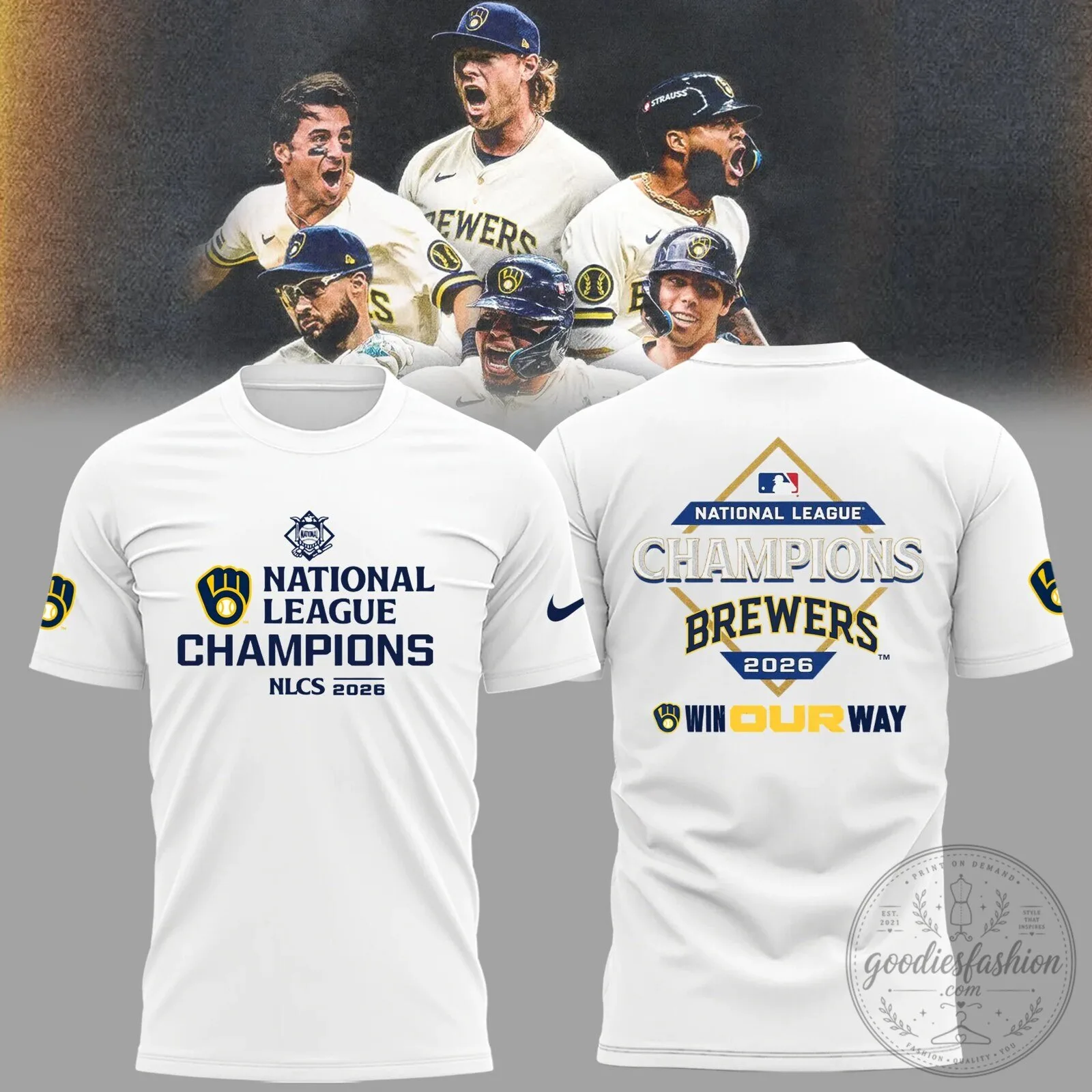 Milwaukee Brewers National League Champions 2026 Baseball Fan T-Shirt 1 Milwaukee Brewers National League Champions 2026 Baseball Fan T-Shirt