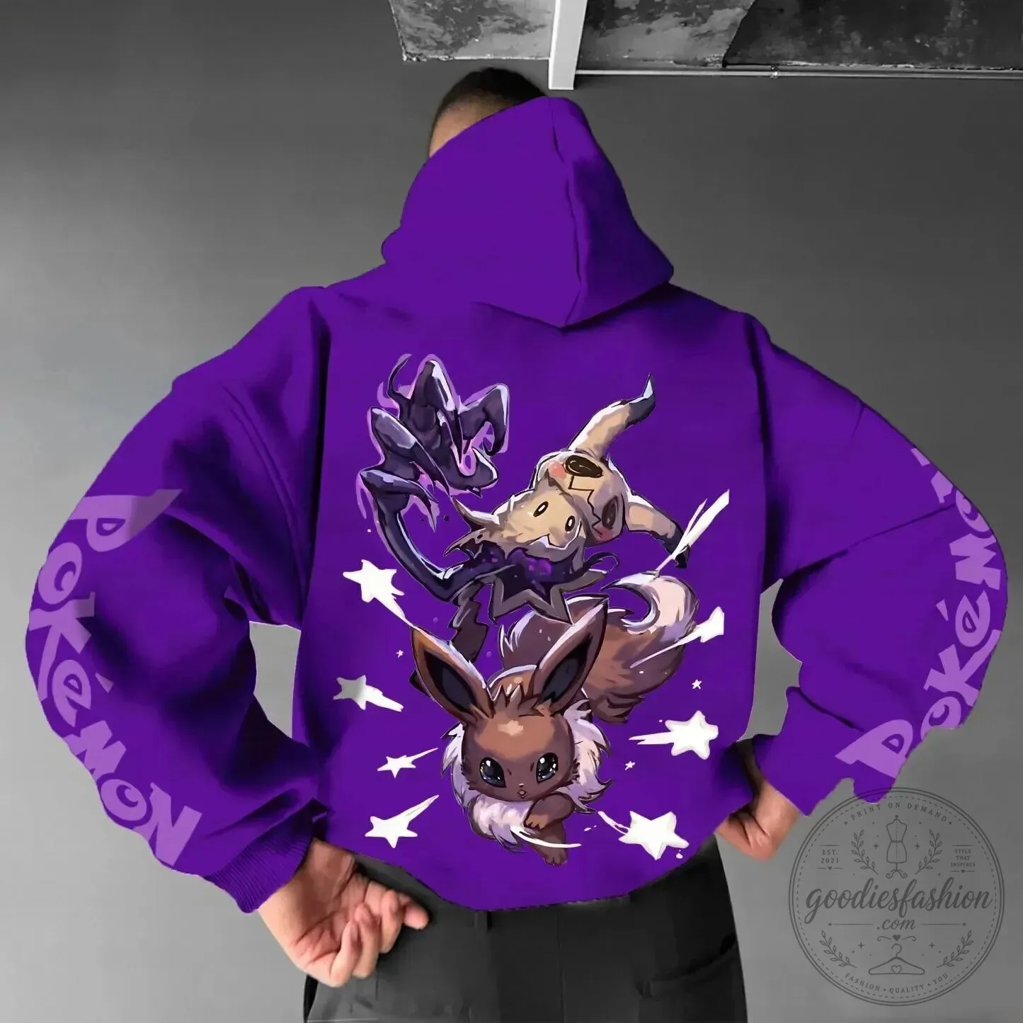 Pokémon Eevee Mimikyu Darkrai Purple Anime Unisex Hoodie
