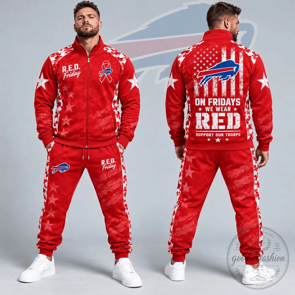 Buffalo Bills R.E.D. Friday Military Camouflage Stars and Stripes Full Zip Jacket