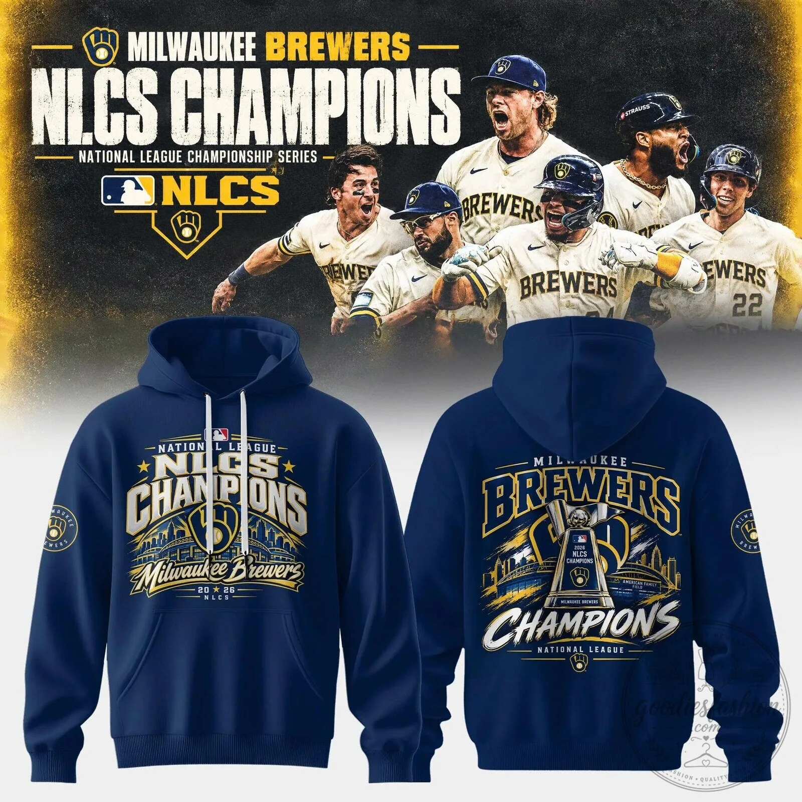 Milwaukee Brewers National League Championship Series Champions 2026 Navy Hoodie