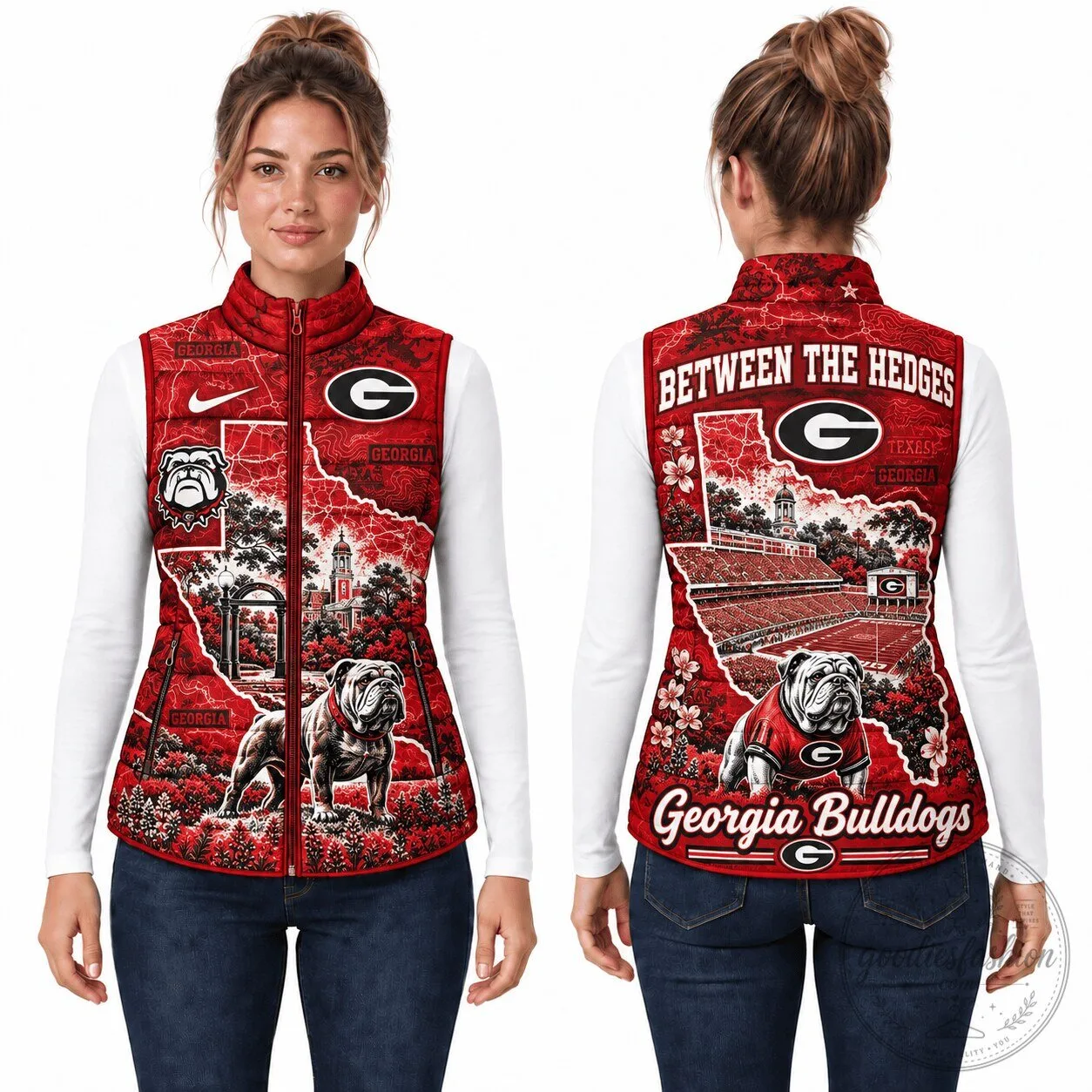 Georgia Bulldogs Football Team Red Puffer Vest