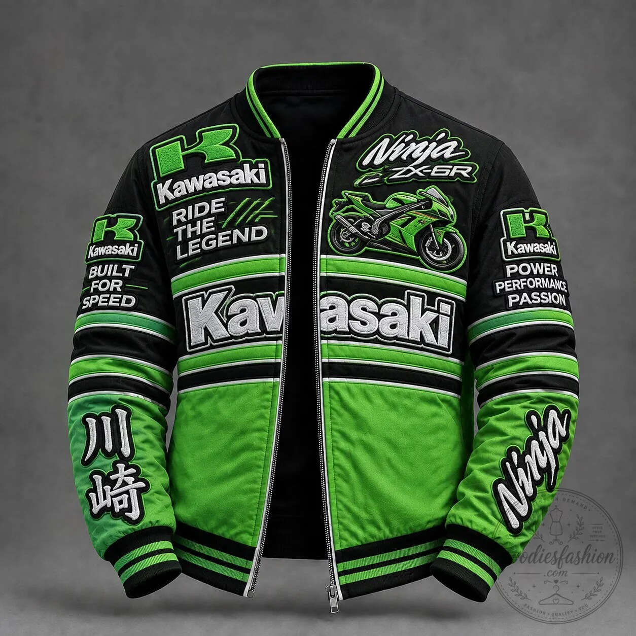 Kawasaki Ninja ZX-6R Motorcycle Racing Bomber Jacket for Men 2 Kawasaki Ninja ZX-6R Motorcycle Racing Bomber Jacket for Men