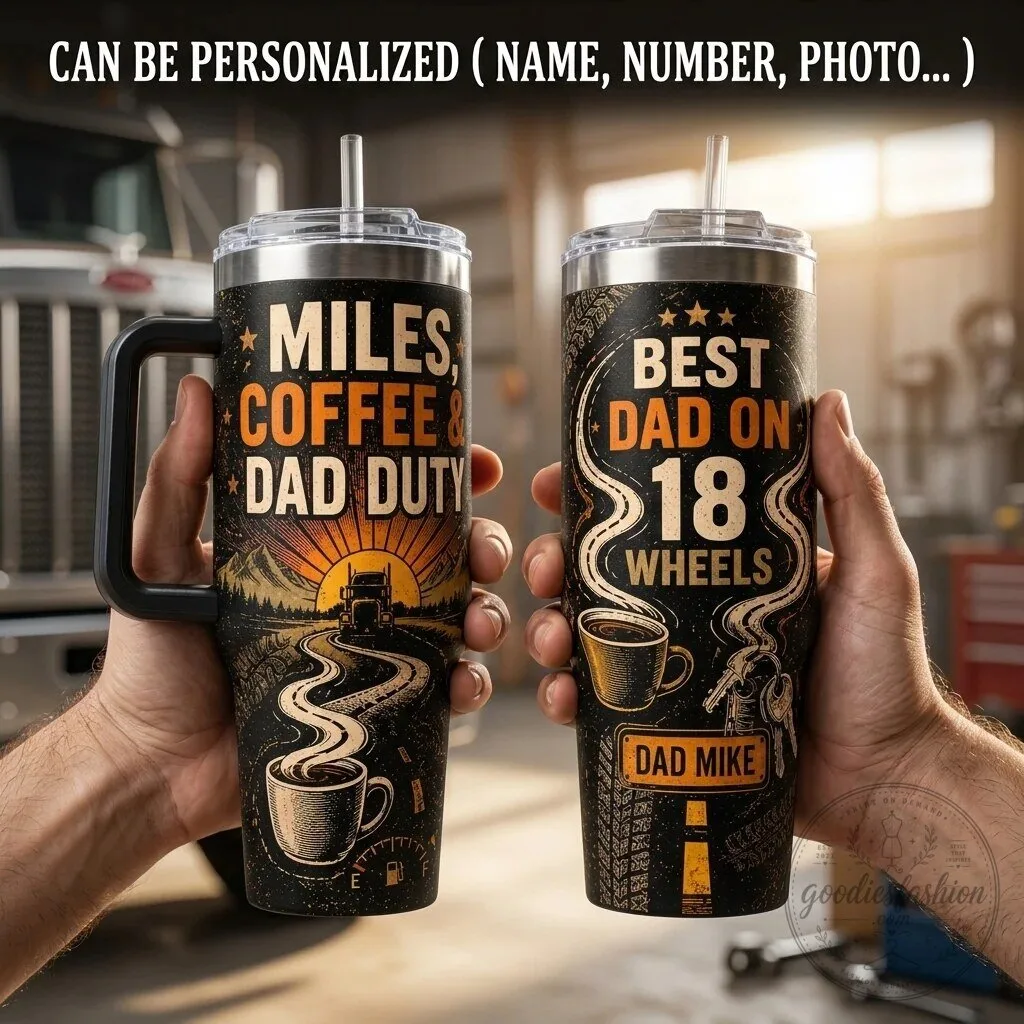 Best Dad On 18 Wheels Trucker Coffee Tumbler
