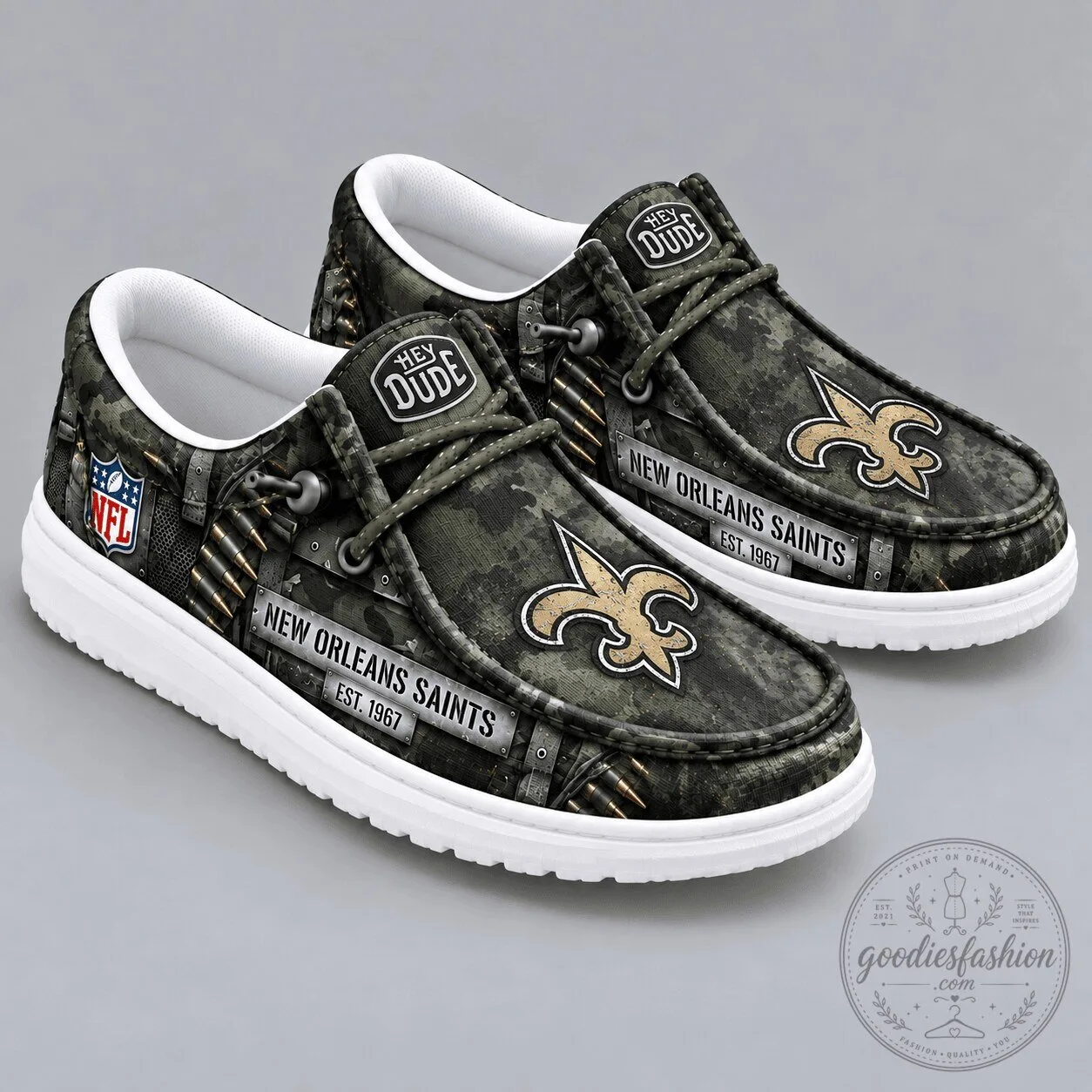 New Orleans Saints Camouflage Pattern Casual Shoes for Men and Women
