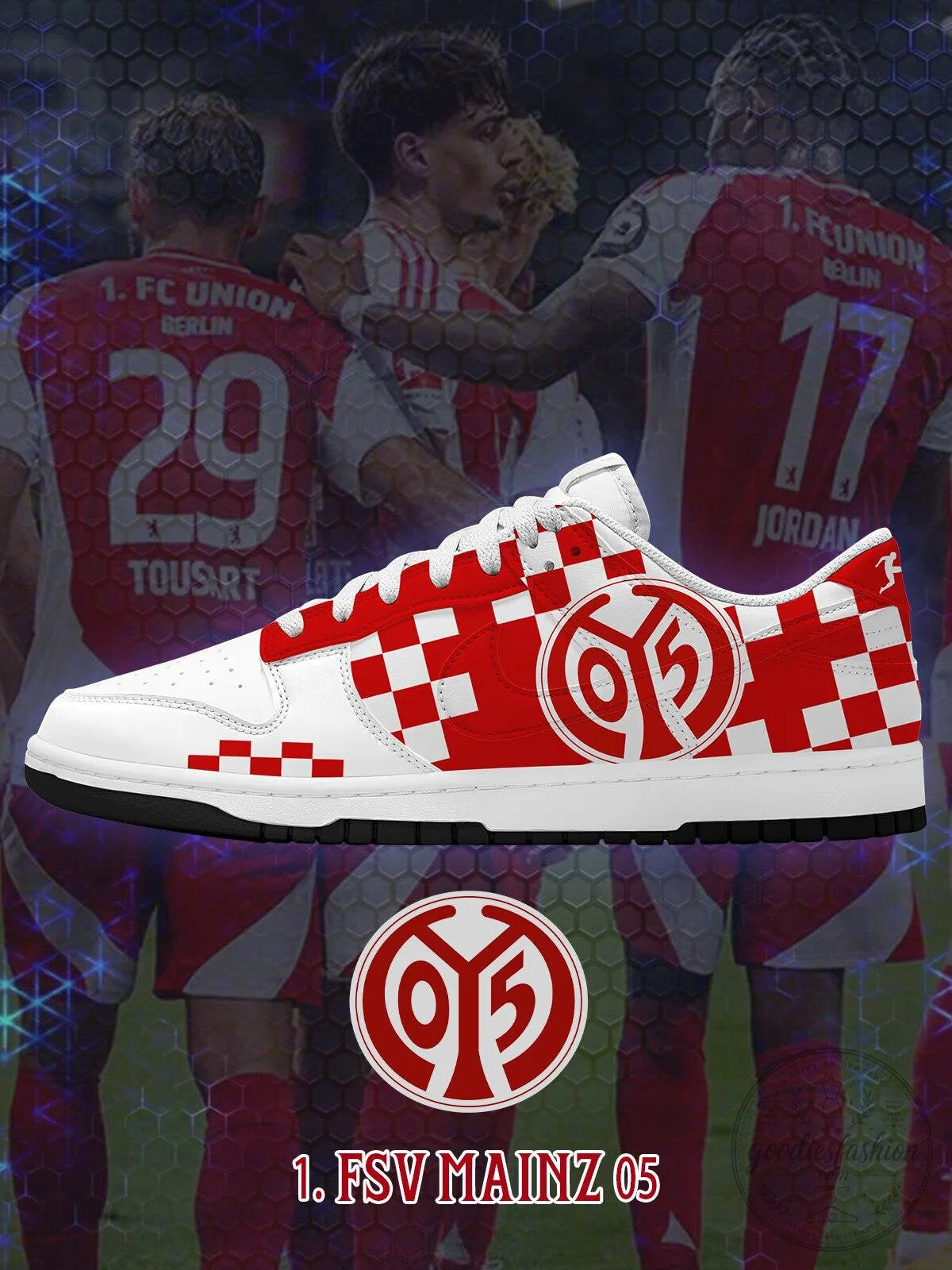 Mainz 05 Football Club Red White Checkered Pattern Custom Shoes