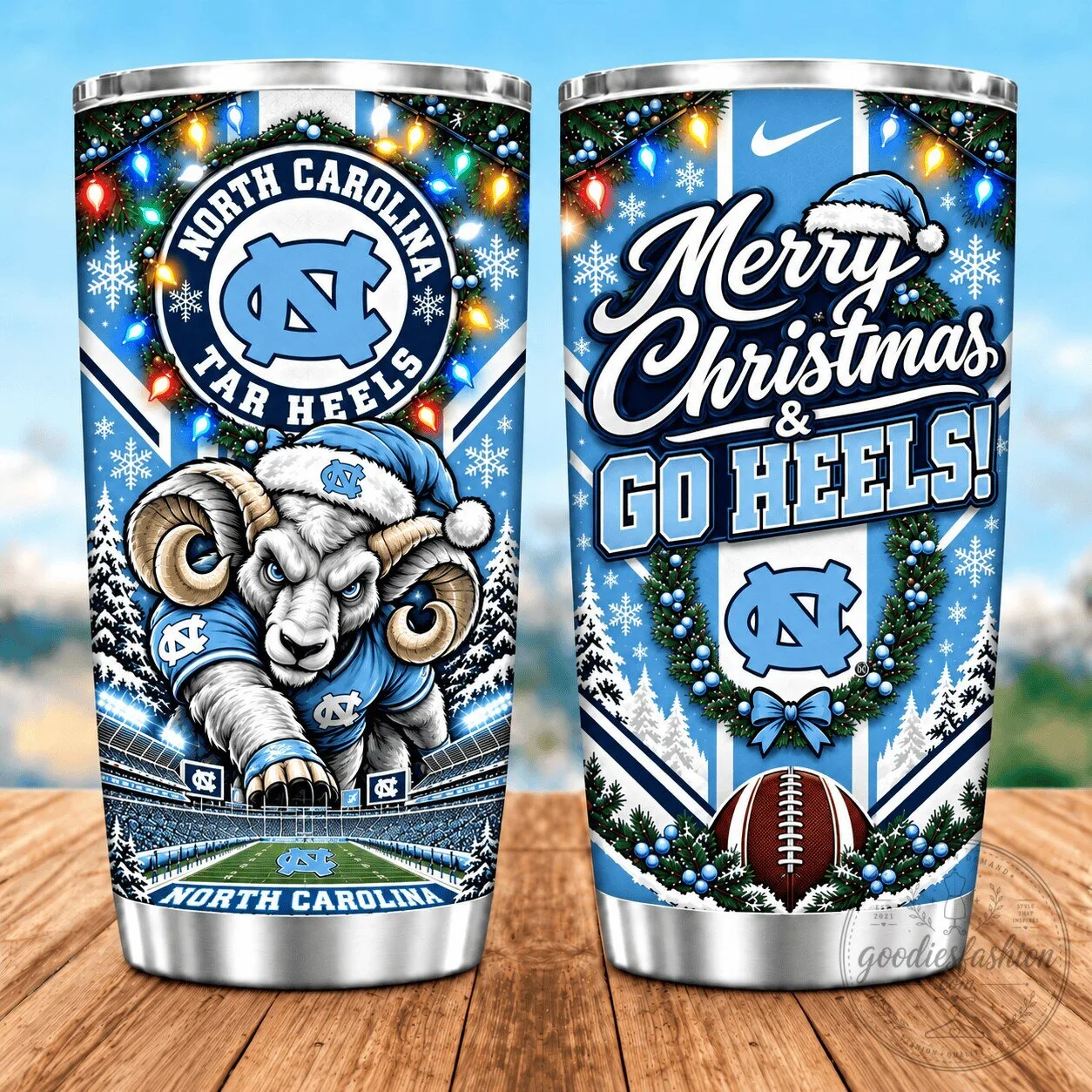 North Carolina Tar Heels Christmas Spirit Football Fan Tumbler