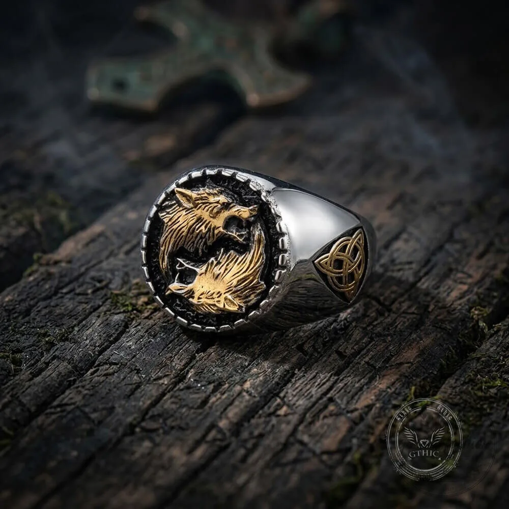 Viking Wolf Fenrir Celtic Knot Stainless Steel Signet Ring for Men 11 Viking Wolf Fenrir Celtic Knot Stainless Steel Signet Ring for Men