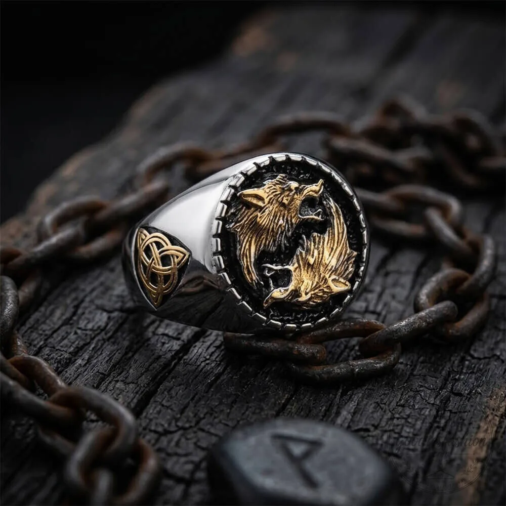 Viking Wolf Fenrir Celtic Knot Stainless Steel Signet Ring for Men 13 Viking Wolf Fenrir Celtic Knot Stainless Steel Signet Ring for Men