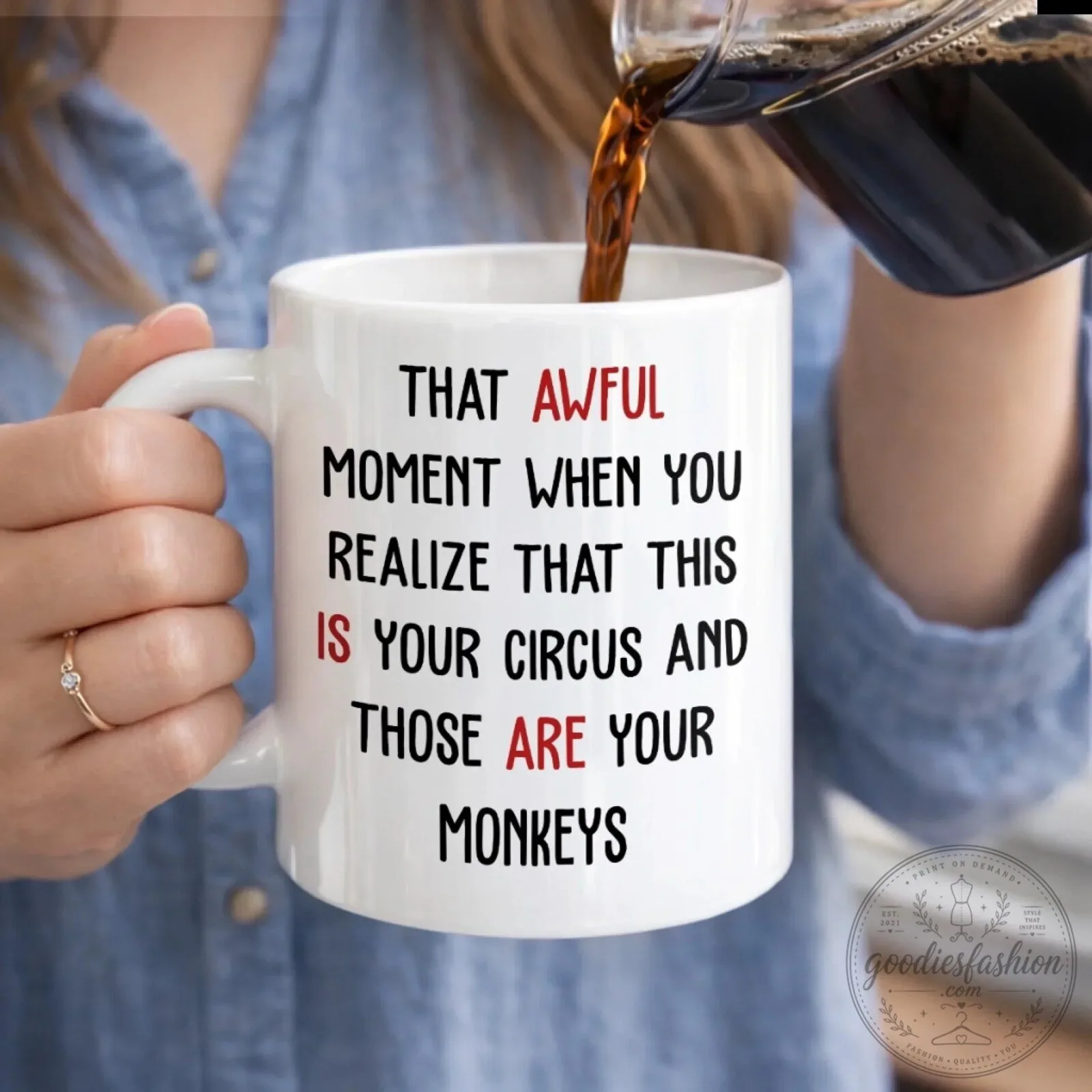 Funny Circus Monkeys Personalized Coffee Mug - That Awful Moment When You Realize 12 Funny Circus Monkeys Personalized Coffee Mug - That Awful Moment When You Realize