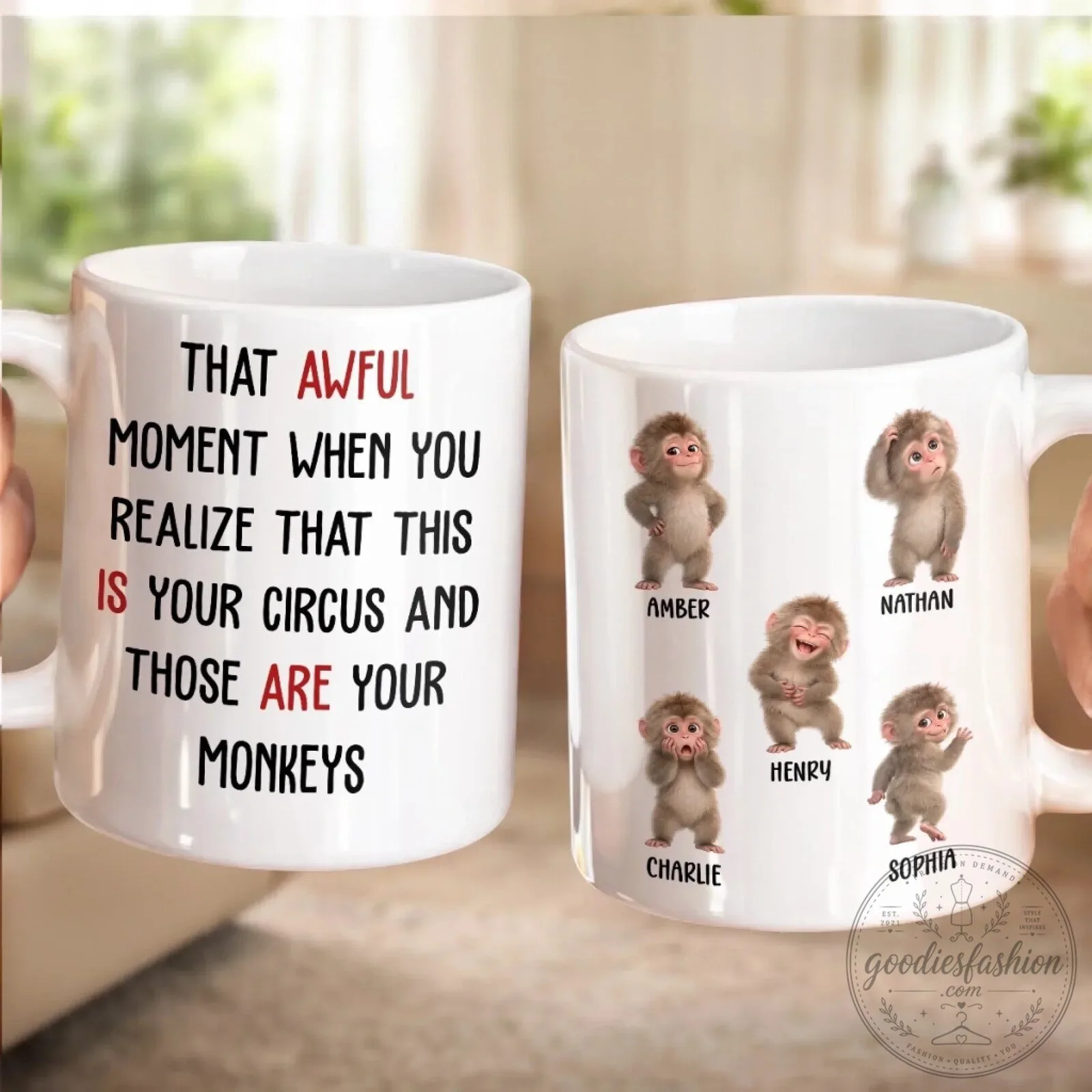 Funny Circus Monkeys Personalized Coffee Mug - That Awful Moment When You Realize 13 Funny Circus Monkeys Personalized Coffee Mug - That Awful Moment When You Realize