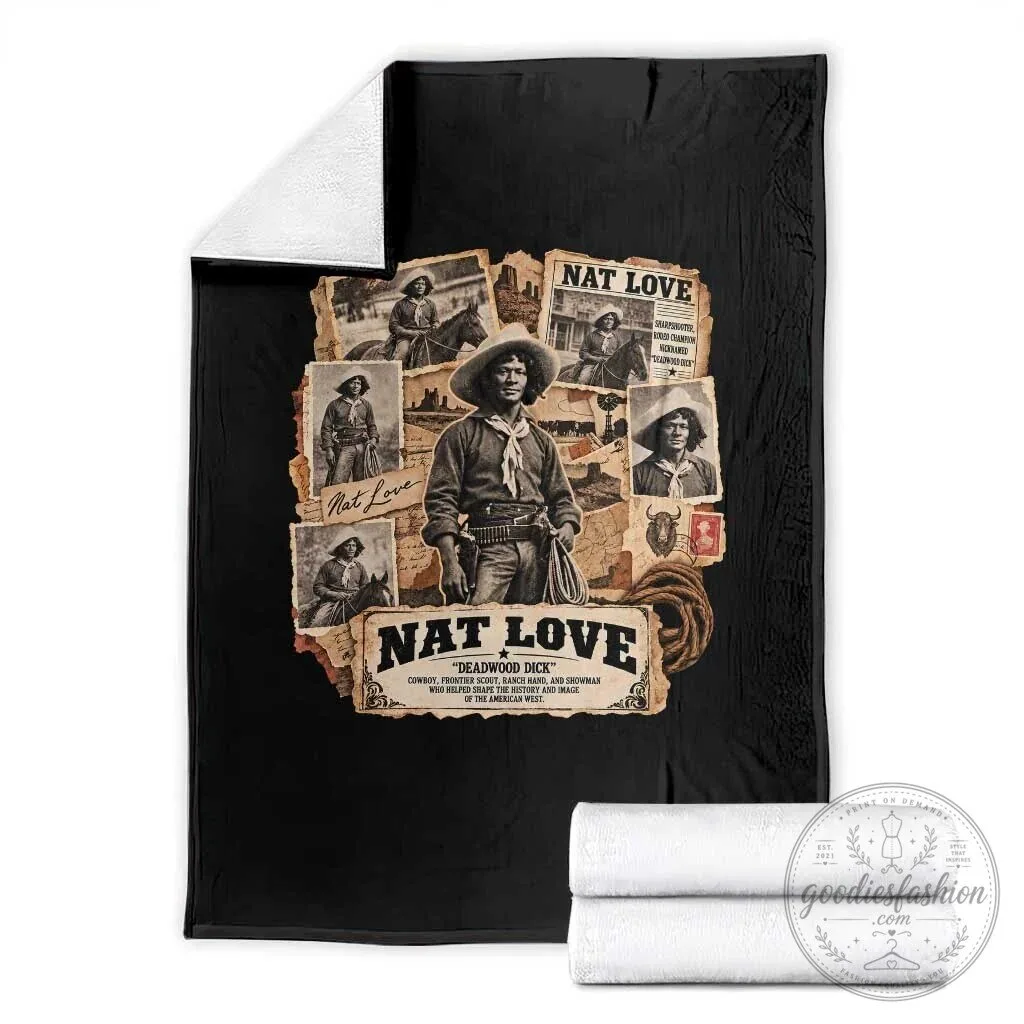 Nat Love Black Cowboy History Vintage Western Rodeo Frontier Scout Throw Blanket