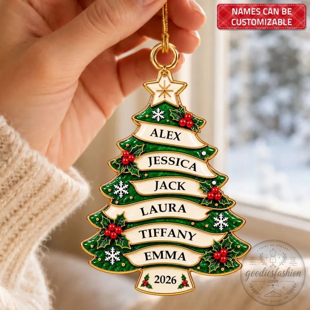 Custom Year and Names Ornament for Family Christmas Tree Decoration Custom Year and Names Ornament for Family Christmas Tree Decoration