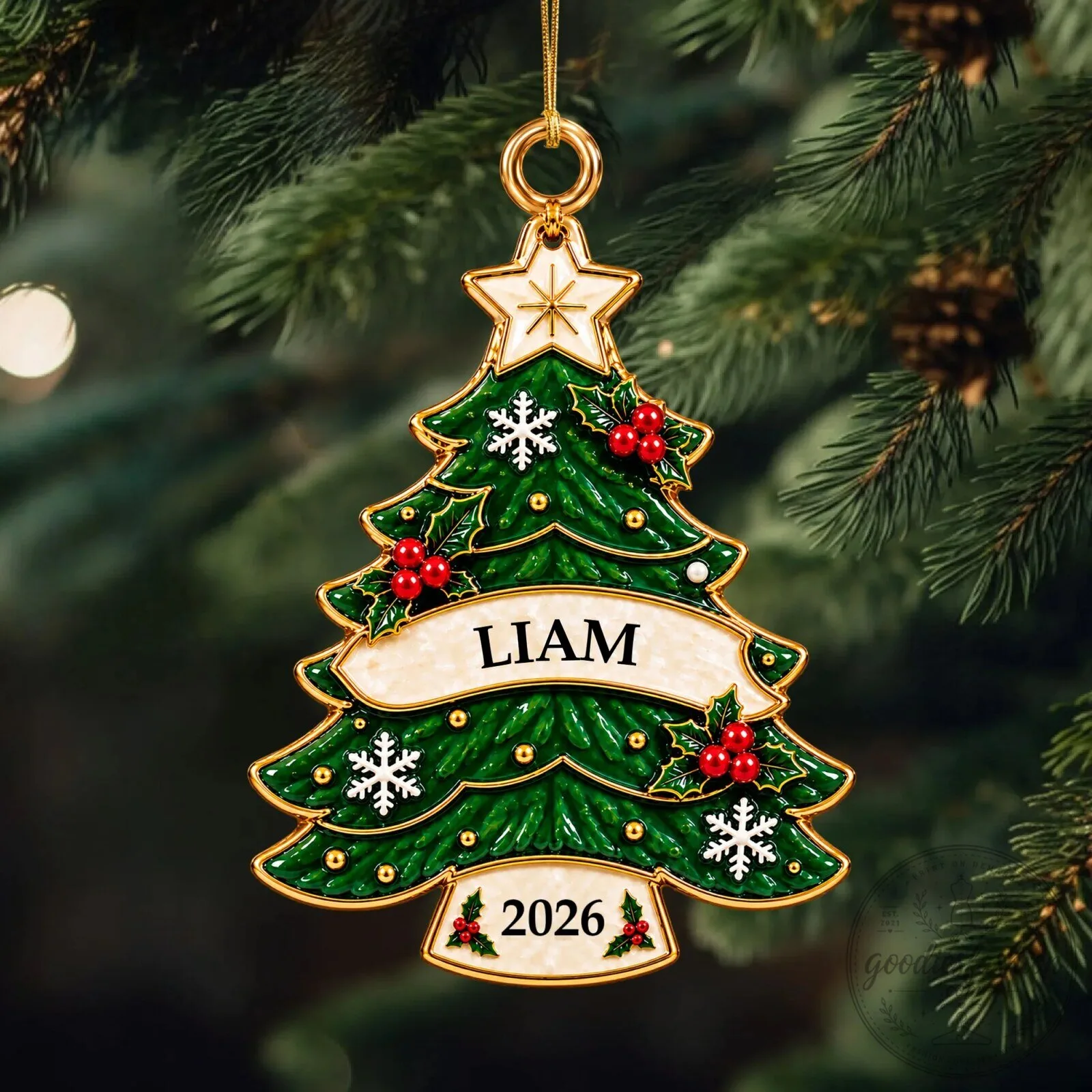 Custom Year and Names Ornament for Family Christmas Tree Decoration 10 Custom Year and Names Ornament for Family Christmas Tree Decoration