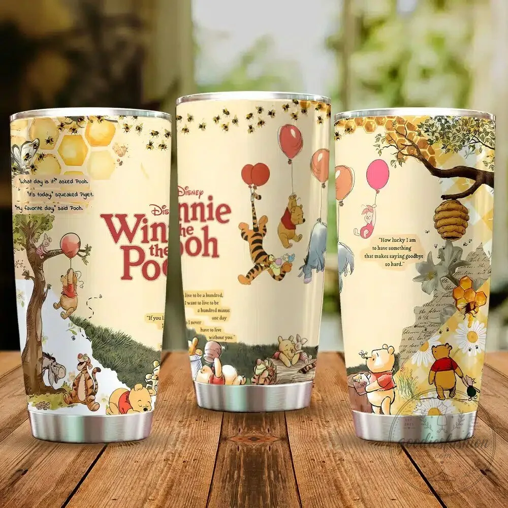 Winnie the Pooh and Friends Honeycomb Design Stainless Steel Tumbler