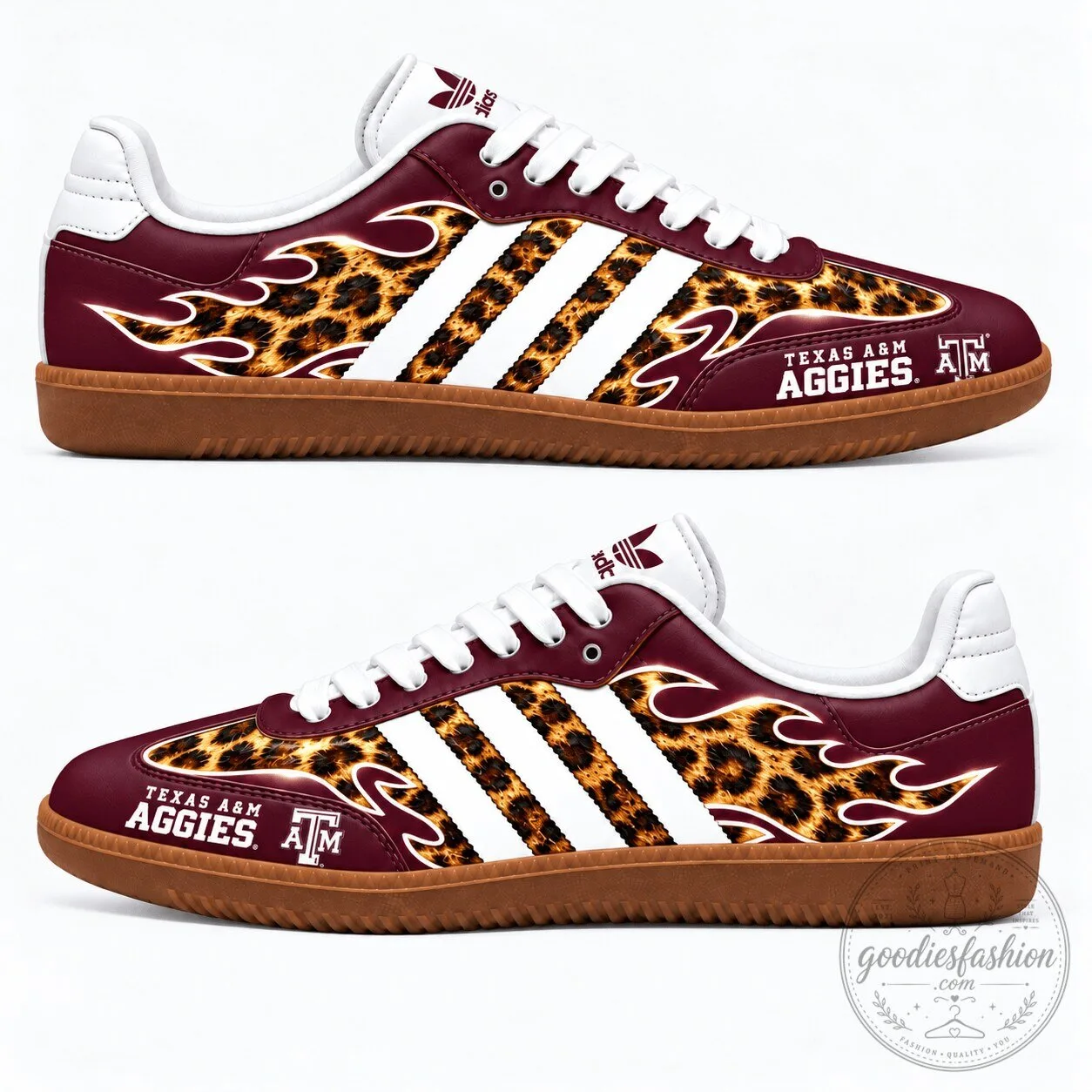 Texas A&M Aggies Leopard Print Samba Style Shoes 5 Texas A&M Aggies Leopard Print Samba Style Shoes
