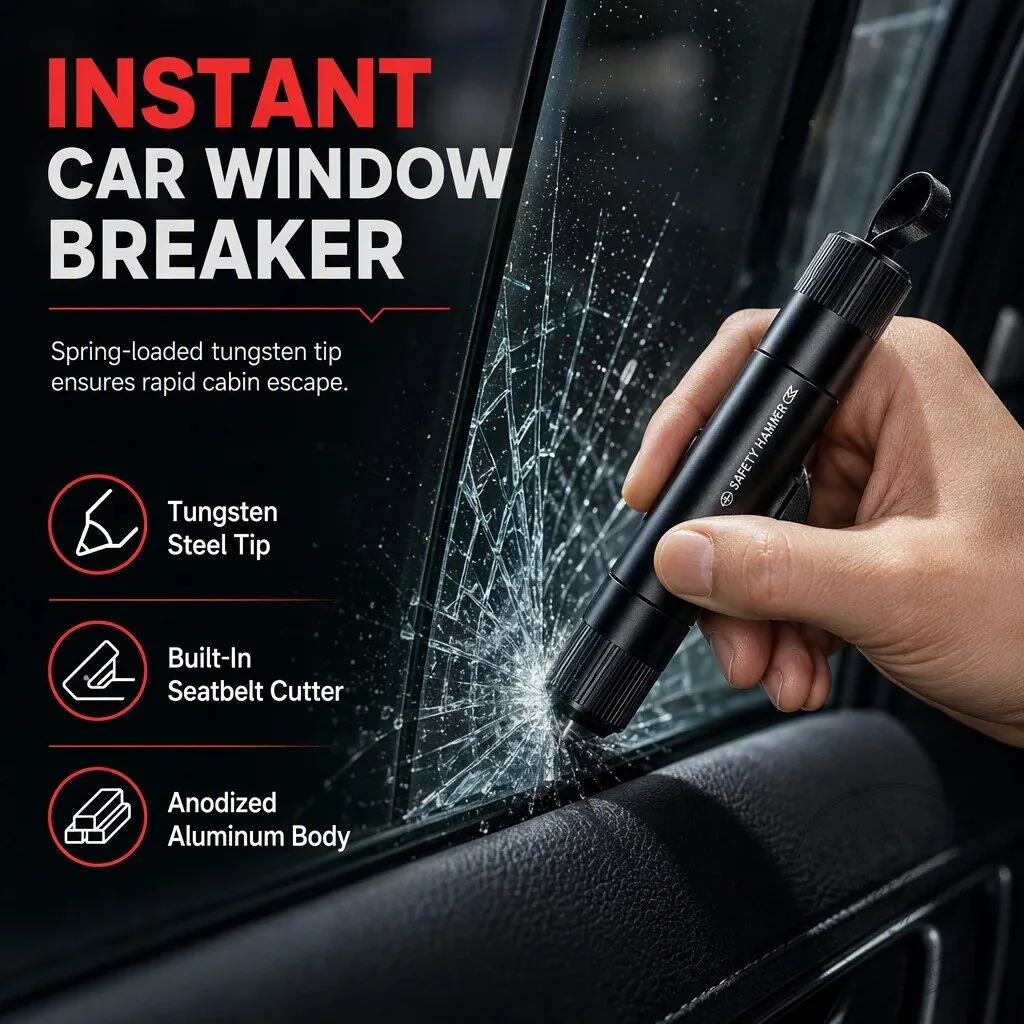 Emergency Car Safety Hammer with Window Breaker and Seatbelt Cutter Tool