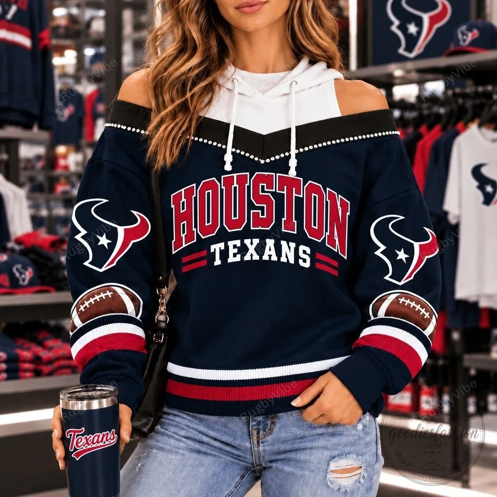 Houston Texans Football Team Off Shoulder Sweatshirt for Women 5 Houston Texans Football Team Off Shoulder Sweatshirt for Women