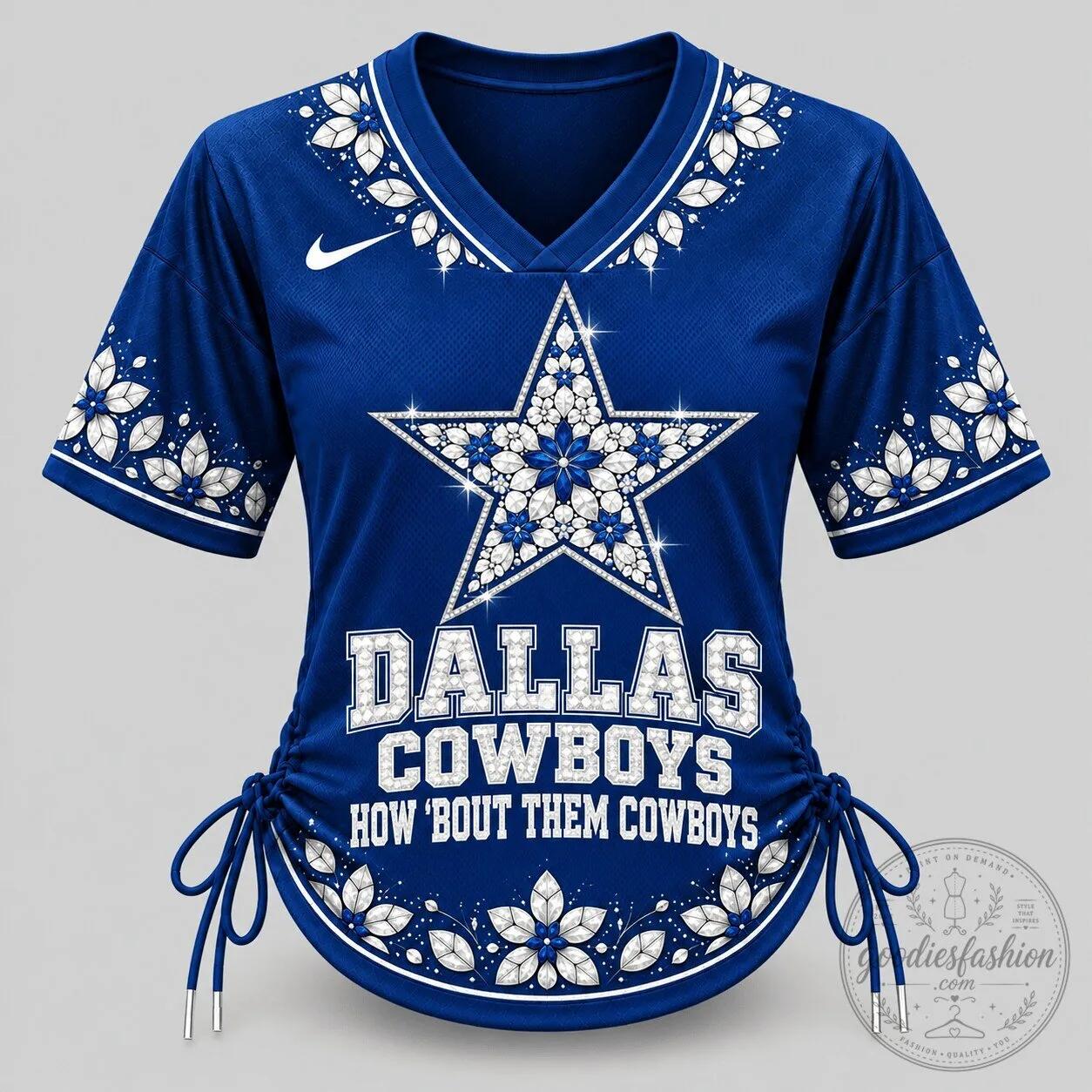 Dallas Cowboys NFL Top 10 Floral Lace-Up Women’s Football Jersey