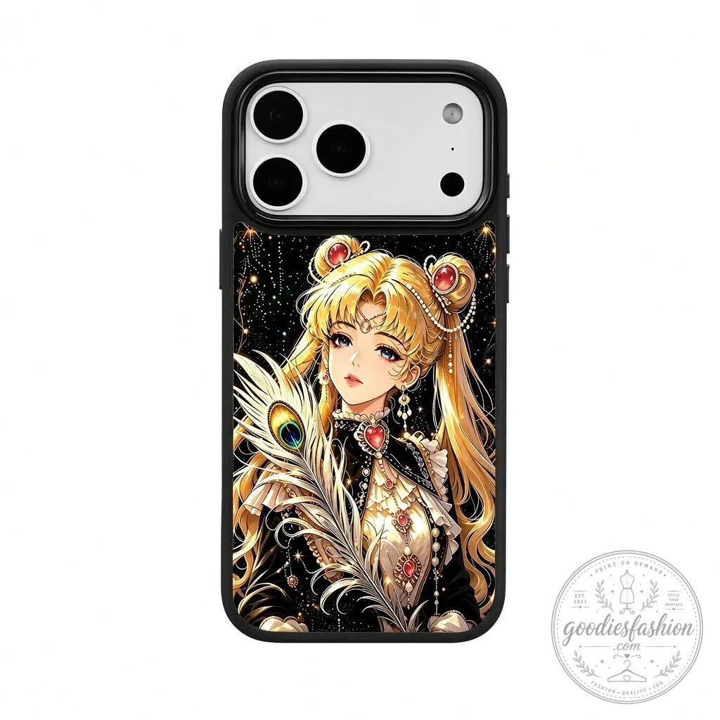 Sailor Moon Usagi Tsukino Elegant Peacock Feather Anime Art Phone Case