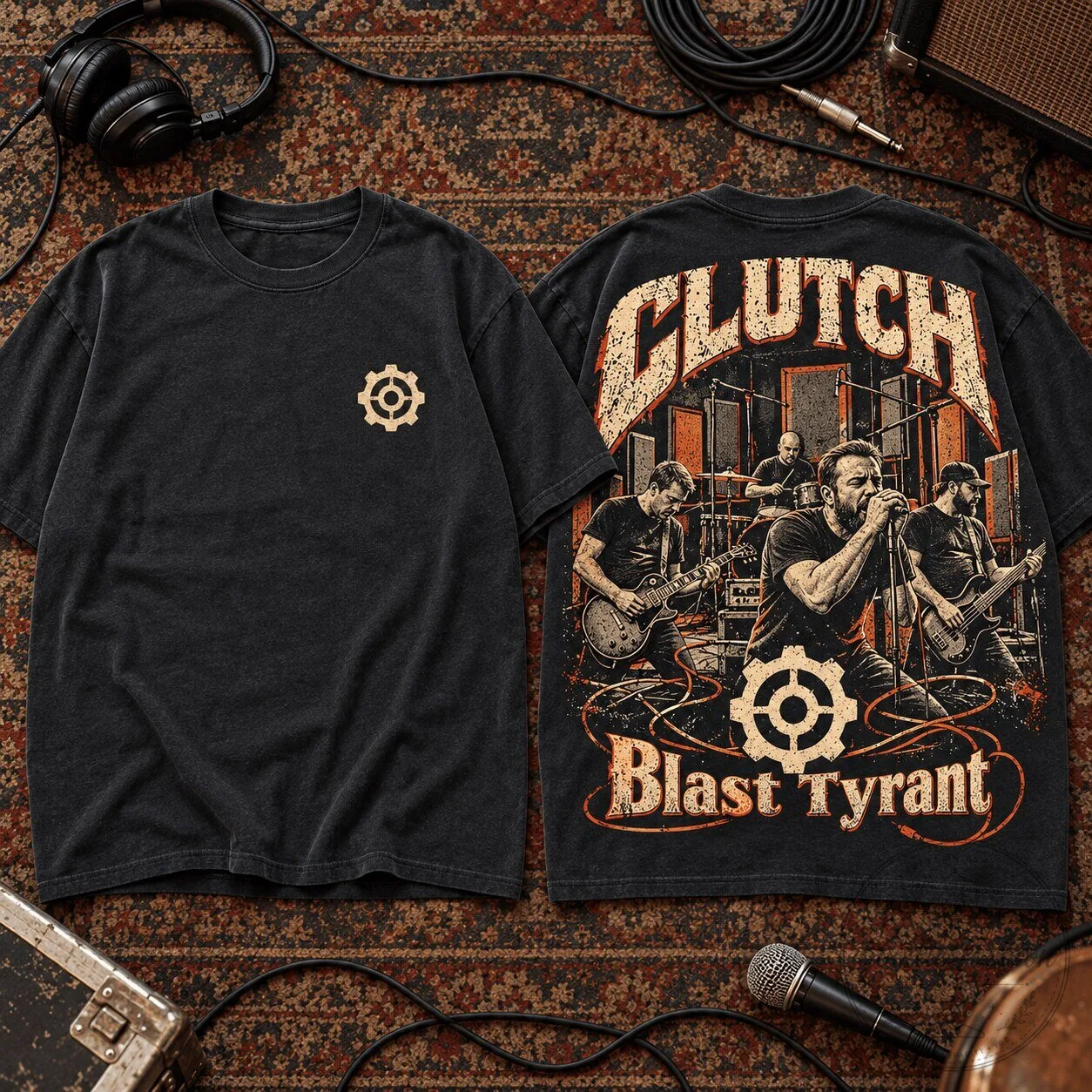 Clutch Blast Tyrant Album Cover Art Vintage Band T-Shirt for Heavy Rock Fans