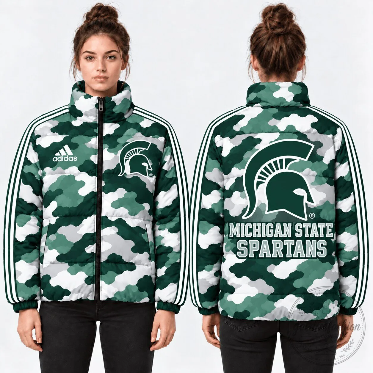 Michigan State Spartans Adidas Camouflage Puffer Jacket for Women
