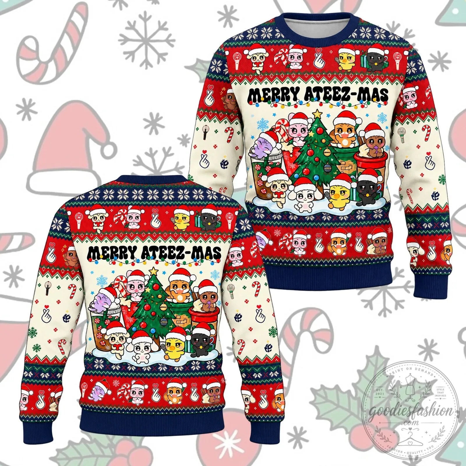 ATEEZ Merry Ateez-Mas Christmas Holiday Ugly Sweater Sweatshirt for Fans