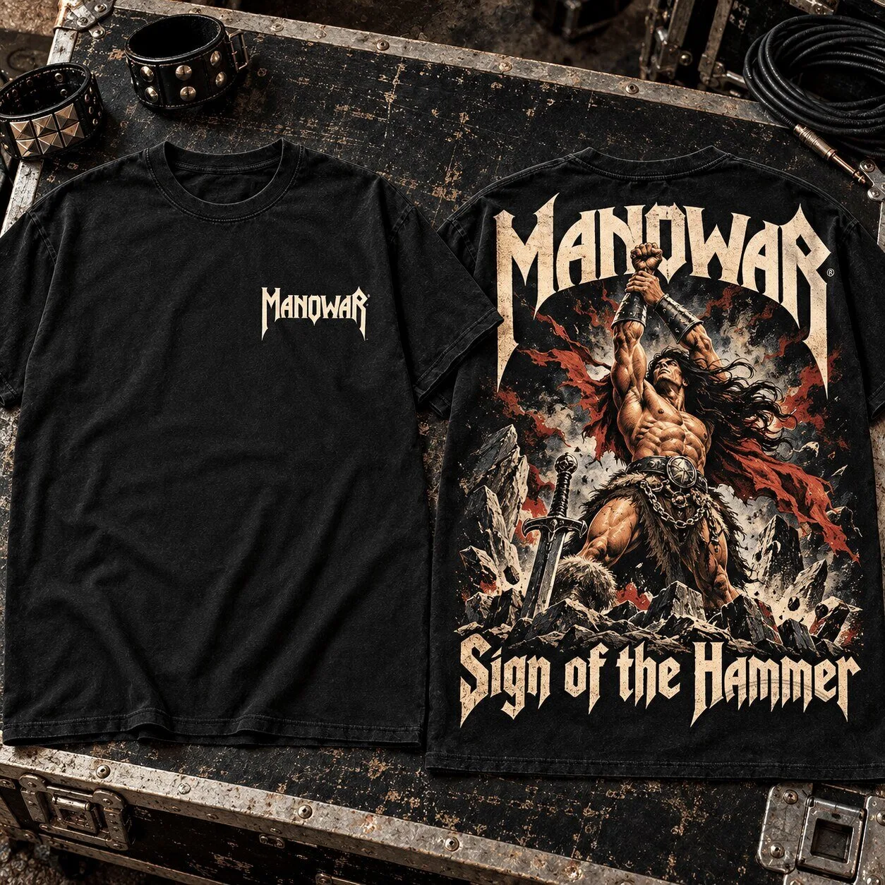 Warrior Art T-Shirt by Manowar - Heavy Metal Band Sign Of The Hammer Design